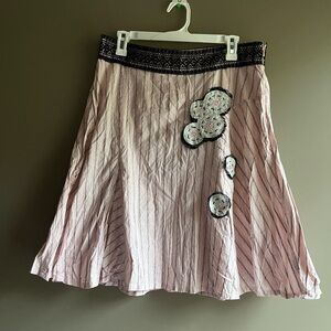 Vintage Free People Pink A-Line Skirt with Black Accents 8